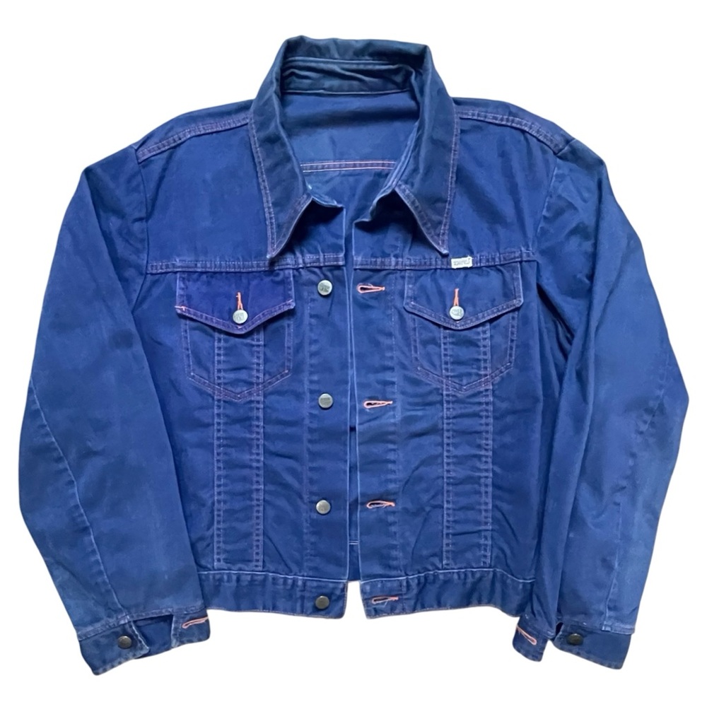 Vtg 70s Sedgefield Do Nothing Denim Trucker Jacket Blue Jean XL Distressed USA